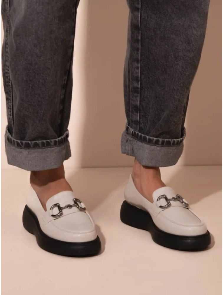 SANDALISTA Flaneurs Ecru Loafers Εκρού Γυναικεία Δερμάτινα Loafers
