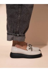 SANDALISTA Flaneurs Ecru Loafers Εκρού Γυναικεία Δερμάτινα Loafers