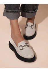SANDALISTA Flaneurs Ecru Loafers Εκρού Γυναικεία Δερμάτινα Loafers