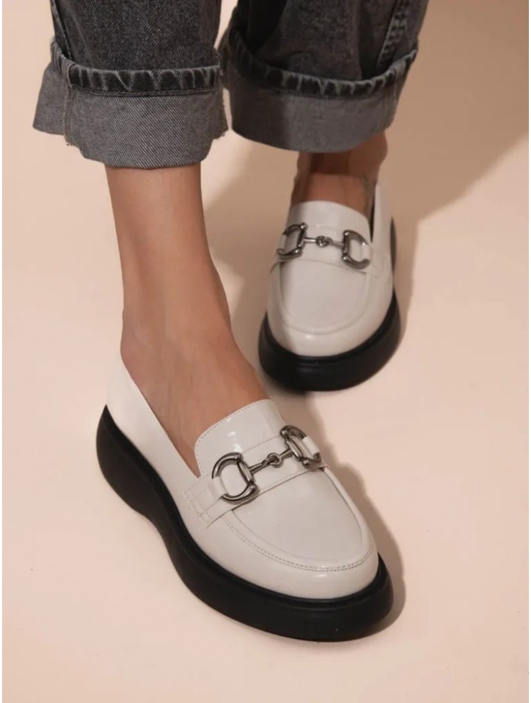 SANDALISTA Flaneurs Ecru Loafers Εκρού Γυναικεία Δερμάτινα Loafers