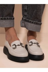 SANDALISTA Flaneurs Ecru Loafers Εκρού Γυναικεία Δερμάτινα Loafers