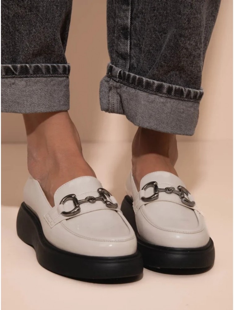SANDALISTA Flaneurs Ecru Loafers Εκρού Γυναικεία Δερμάτινα Loafers