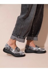 SANDALISTA Flaneurs Snake Loafers Γυναικεία Δερμάτινα Loafers σε Animal Print