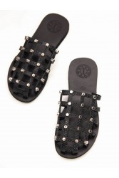 SANDALISTA Grillet Stellar Noir Women's Leather Mules/Sandals Black With Studs