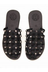 SANDALISTA Grillet Stellar Noir Women's Leather Mules/Sandals Black With Studs