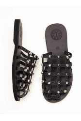 SANDALISTA Grillet Stellar Noir Women's Leather Mules/Sandals Black With Studs