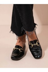 SANDALISTA Le Moccasin Noir Γυναικεία Δερμάτινα Μοκασίνια Μαύρα