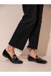 SANDALISTA Le Moccasin Noir Γυναικεία Δερμάτινα Μοκασίνια Μαύρα