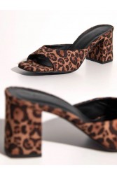 SANDALISTA Mirabel Leo Women's Leather Mules With Leopard Heel