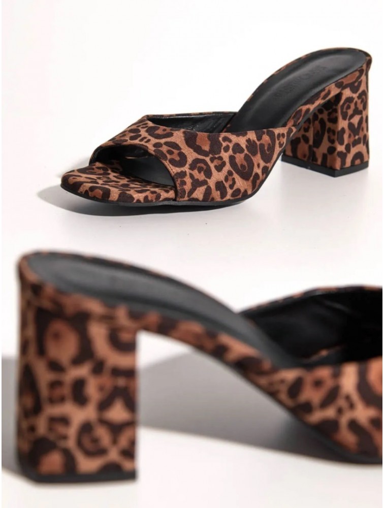 SANDALISTA Mirabel Leo Women's Leather Mules With Leopard Heel