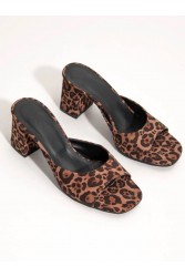 SANDALISTA Mirabel Leo Women's Leather Mules With Leopard Heel