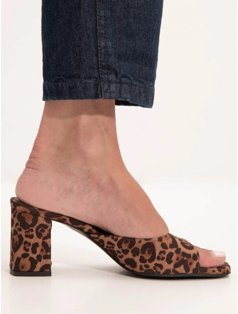 SANDALISTA Mirabel Leo Women's Leather Mules With Leopard Heel