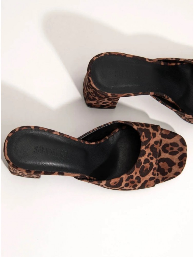 SANDALISTA Mirabel Leo Women's Leather Mules With Leopard Heel