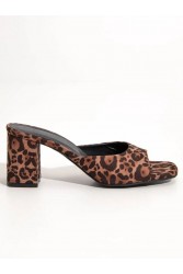SANDALISTA Mirabel Leo Women's Leather Mules With Leopard Heel