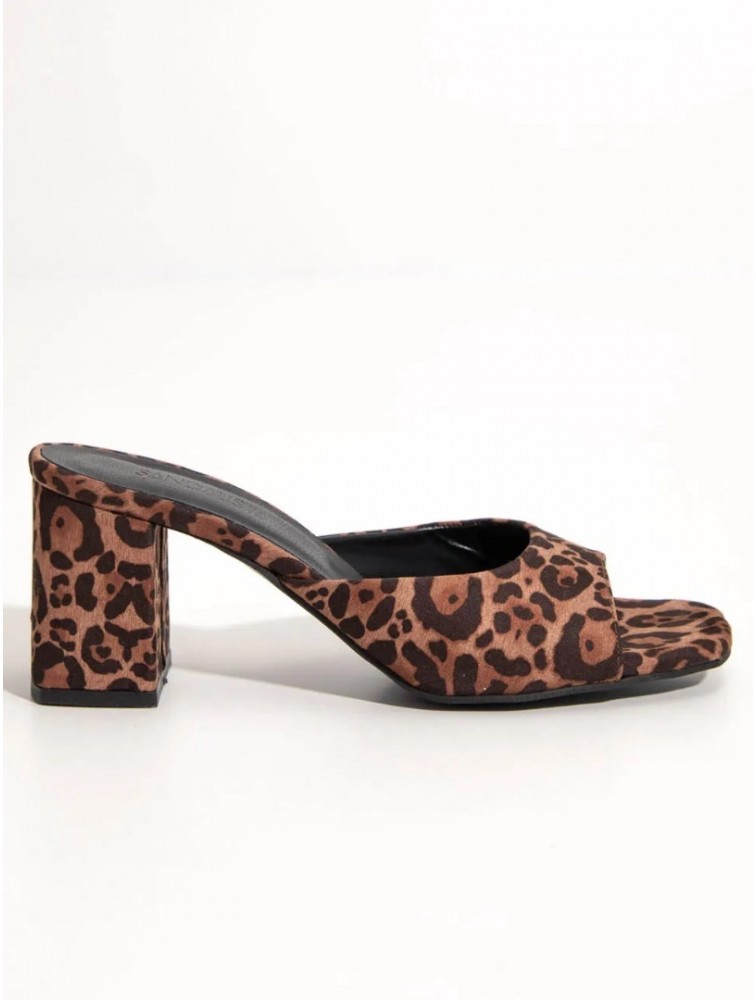 SANDALISTA Mirabel Leo Women's Leather Mules With Leopard Heel