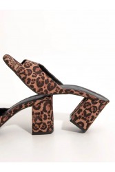 SANDALISTA Mirabel Leo Women's Leather Mules With Leopard Heel