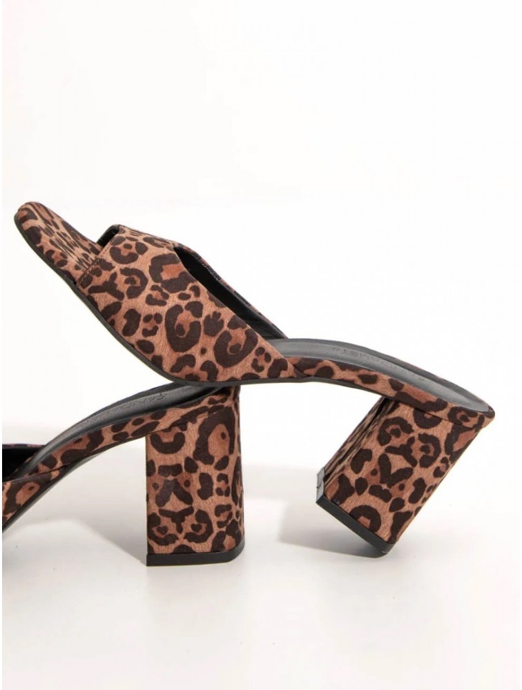 SANDALISTA Mirabel Leo Women's Leather Mules With Leopard Heel