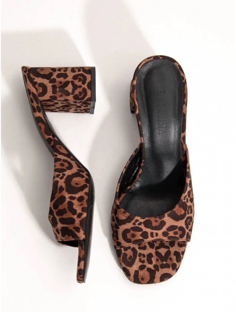 SANDALISTA Mirabel Leo Women's Leather Mules With Leopard Heel