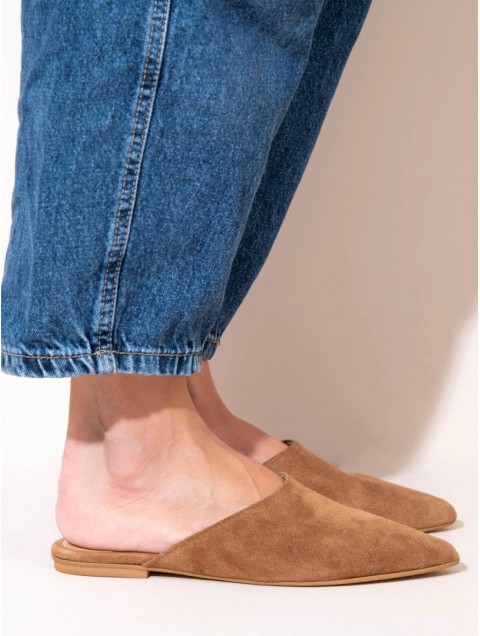 SANDALISTA Monnez Women's Leather Mules Camel