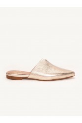 SANDALISTA Pointe Metal Γυναικεία Δερμάτινα Mules Ασημί/Χρυσό