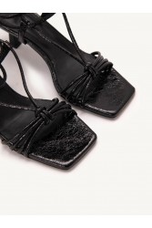 SANDALISTA Soraya Noir Γυναικεία Δερμάτινα Πέδιλα Μαύρα