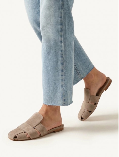 SANDALISTA Talon Beige Γυναικεία Δερμάτινα Mules Μπεζ