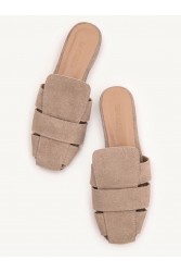 SANDALISTA Talon Beige Women's Leather Mules Beige