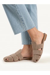 SANDALISTA Talon Beige Women's Leather Mules Beige