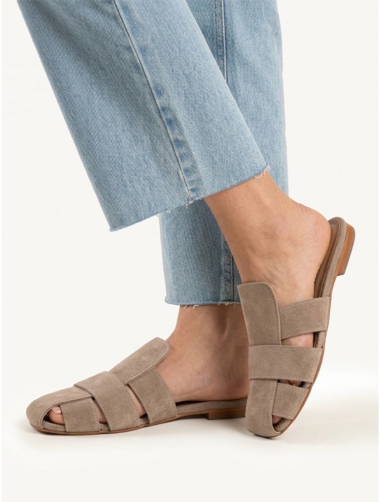 SANDALISTA Talon Beige Women's Leather Mules Beige