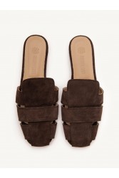 SANDALISTA Talon Brun Women's Leather Mules Dark Brown
