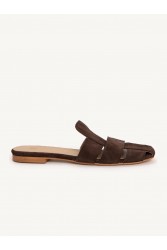 SANDALISTA Talon Brun Women's Leather Mules Dark Brown