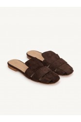 SANDALISTA Talon Brun Women's Leather Mules Dark Brown