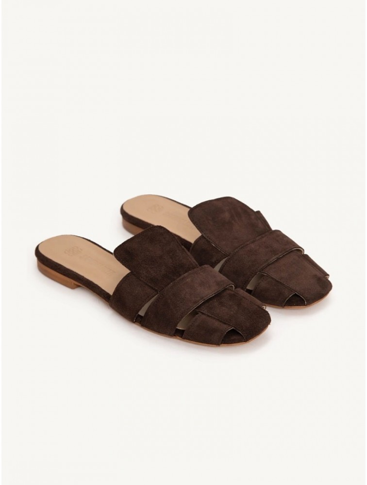 SANDALISTA Talon Brun Women's Leather Mules Dark Brown