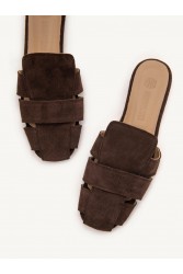 SANDALISTA Talon Brun Women's Leather Mules Dark Brown