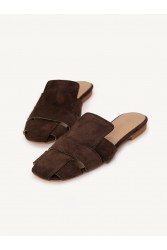 SANDALISTA Talon Brun Women's Leather Mules Dark Brown