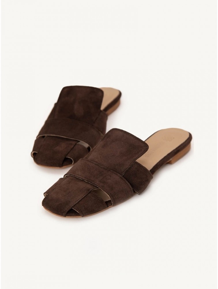 SANDALISTA Talon Brun Women's Leather Mules Dark Brown