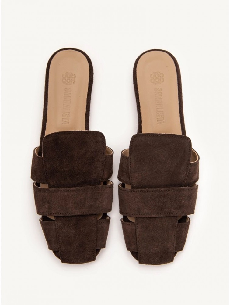 SANDALISTA Talon Brun Women's Leather Mules Dark Brown