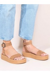 SANDALISTA Caree Castor Women's Leather FLatforms Tan