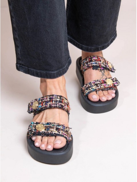 SANDALISTA Fois Multi Women's Leather Flatforms Multicolored