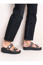 SANDALISTA Fois Multi Γυναικεία Δερμάτινα Flatforms Πολύχρωμα