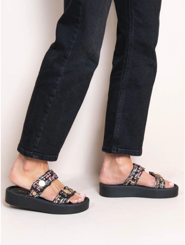 SANDALISTA Fois Multi Γυναικεία Δερμάτινα Flatforms Πολύχρωμα