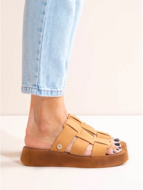 SANDALISTA Noyer Eleve Women's Brown Leather Sandals