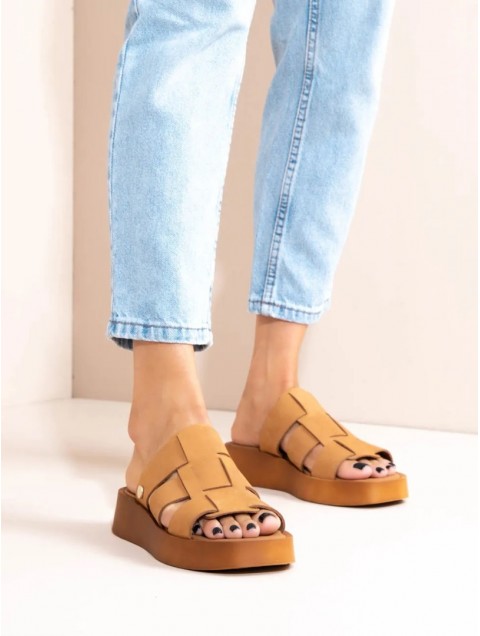SANDALISTA Noyer Eleve Women's Brown Leather Sandals