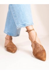 SANDALISTA Croc Terre Γυναικεία Καφέ Δερμάτινα mules με λουράκια