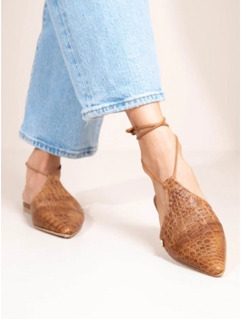 SANDALISTA Croc Terre Γυναικεία Καφέ Δερμάτινα mules με λουράκια SANDALISTA Croc Terre Γυναικεία Καφέ Δερμάτινα mules με λουράκια