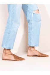SANDALISTA Croc Terre Γυναικεία Καφέ Δερμάτινα mules με λουράκια