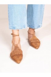 SANDALISTA Croc Terre Γυναικεία Καφέ Δερμάτινα mules με λουράκια