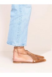 SANDALISTA Croc Terre Γυναικεία Καφέ Δερμάτινα mules με λουράκια