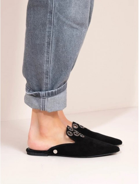 SANDALISTA Metal Noir Women's Black Leather mules SANDALISTA Metal Noir Women's Black Leather mules