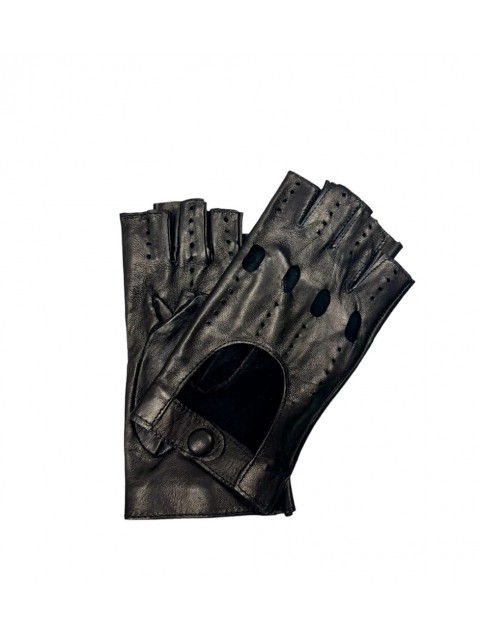 SERMONETA Driving fingerless gloves in Nappa Leather|Black